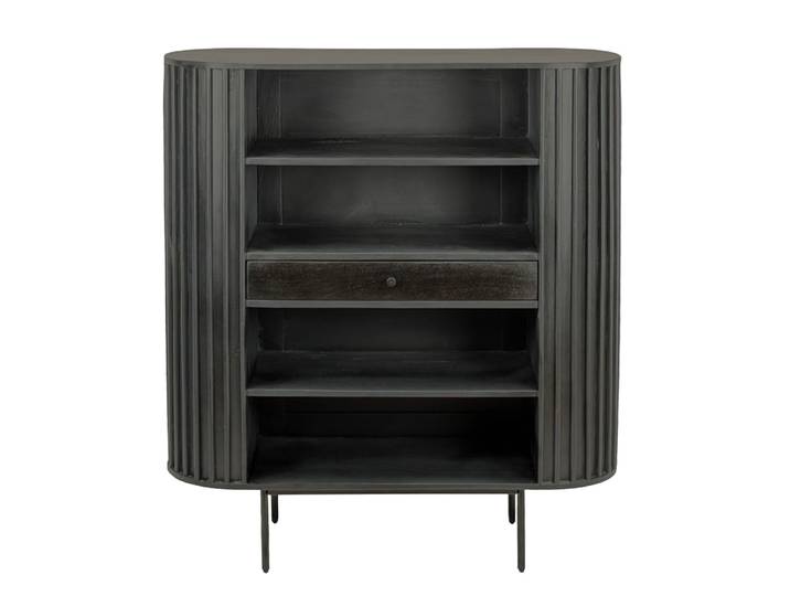 Bibliothèque en bois de manguier massif, noir