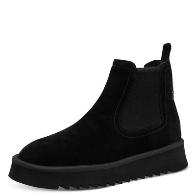Winterboots TAMARIS, Damen, Gr. 39, wärmend, schwarz, Veloursleder, unifarben, Basic, Schuhe Winterboots, Schlupfboots für Damen, Winterstiefelette mit Stretcheinsatz