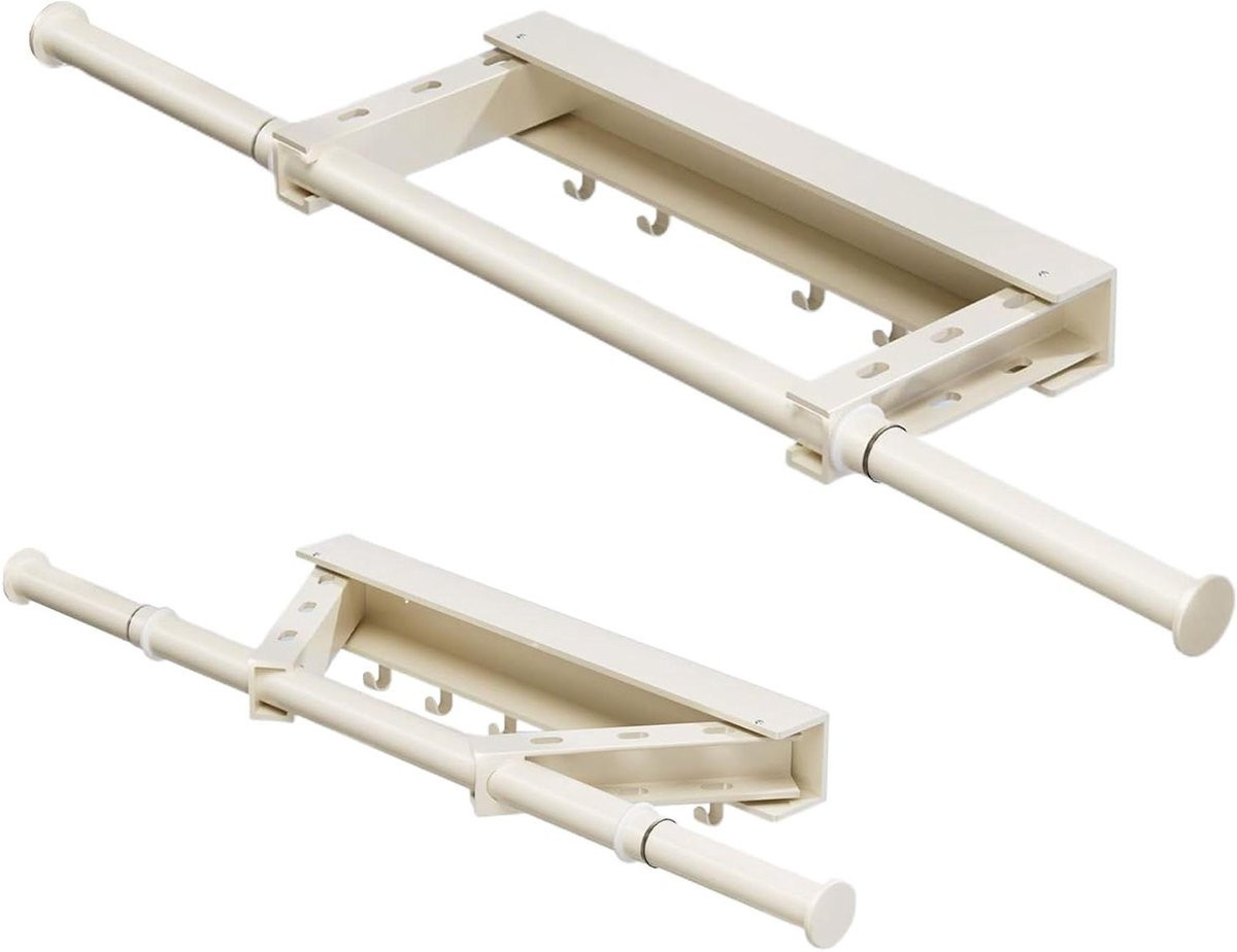 Merkloos Telescopisch Wandmontage Droogrek voor Kleding, Melkwit, Breedte: 43-74 cm