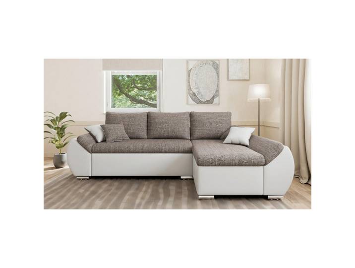 Mid.you Ecksofa Auro, Braun, Weiß, Kunststoff, 275x155 cm, Stoffauswahl, Rücken echt, Wohnzimmer, Sofas & Couches, Wohnlandschaften, Ecksofas