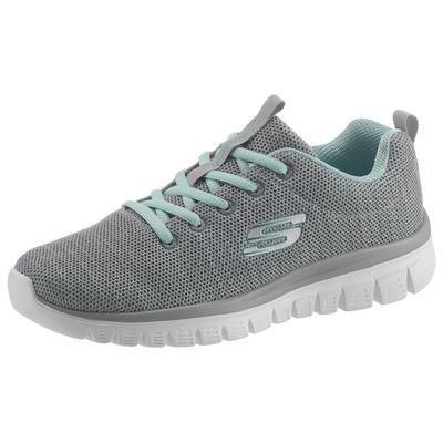Sneaker SKECHERS "Graceful - Twisted Fortune", Damen, Gr. 42, grau (grau, mint), Textil, Mesh, Schuhe Sneaker, Freizeitschuh, Halbschuh, Schnürschuh mit Memory Foam, Topseller