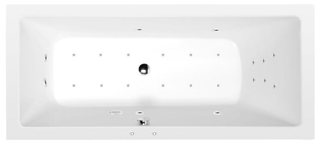 Polysan MIMOA Whirlpool-Badewanne,170x80x39cm, Attraction Hydro-Air, Chrom