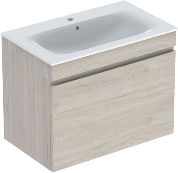 Geberit Renova Plan Möbel-Waschtisch-Set 501916001 80x62,2x48cm, Korpus nussbaum hell beschichtet, Waschtisch weiß