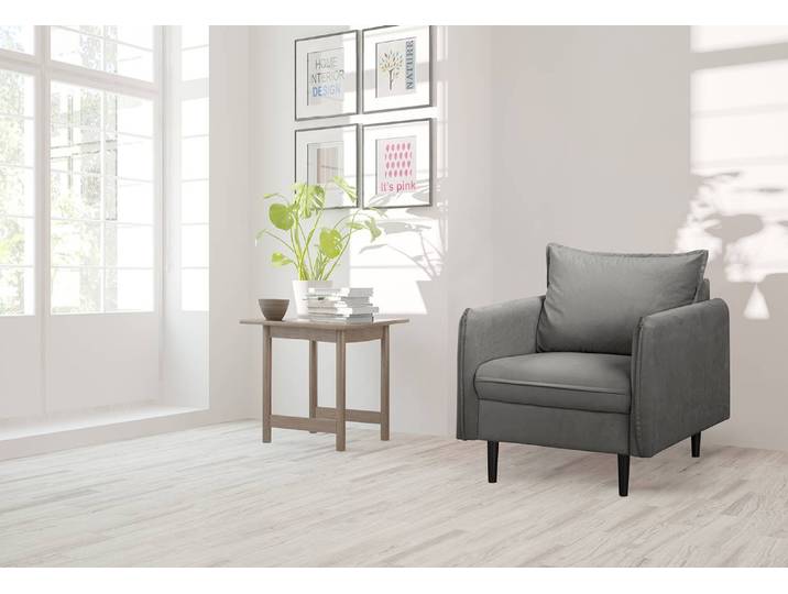 Sessel Palawan Grau Microfaser Jada 74 x 86 x 91cm