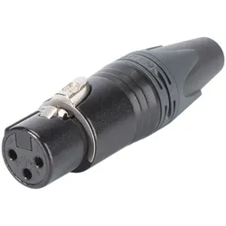 NEUTRIK® XLR, 3-pol , Metall-, Löttechnik-Kabelbuchse, vergoldete(r) Kontakt(e), gerade, schwarz verchromt