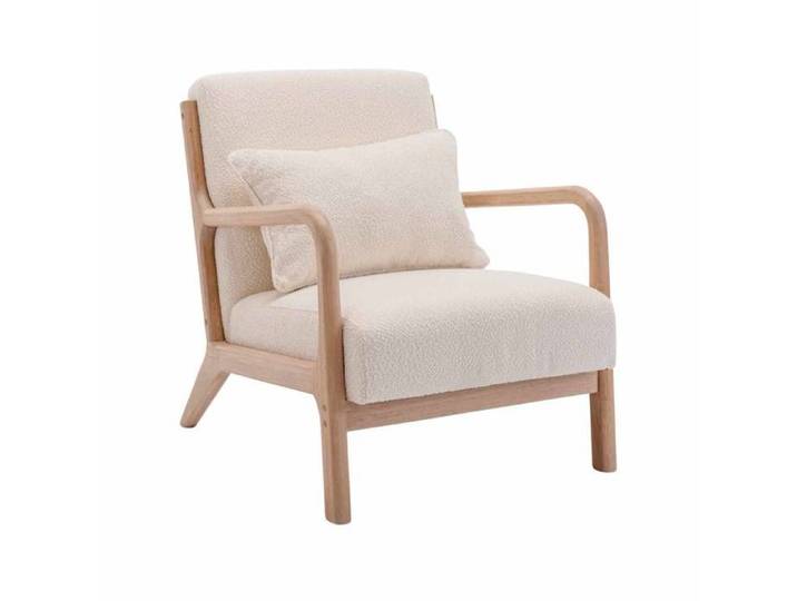 sweeek - Fauteuil scandinave bois d'hévéa et bouclette texturée LORENS