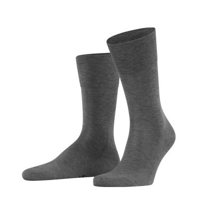 Socken FALKE "Tiago", Damen, Gr. 49-50, grau (3165, steel melange), Obermaterial: 93% Baumwolle, 5% Polyamid, 2% Elasthan, unifarben, Socken Socken, mit feinem, gleichmäßigem Maschenbild