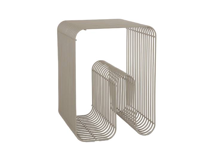 Multifunktionaler Design Hocker & Beistelltisch „Curva“ Taupe AYTM
