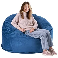 VEVOR runder Sitzsack Sitzkissen Bean Bag Erwachsene (1168 x 1168 x 635 mm) mit abnehmbarem & waschbarem Bezug, gefüllt mit niederländischem Samt & hochdichtem Schaumstoff, für Schlafzimmer Blau