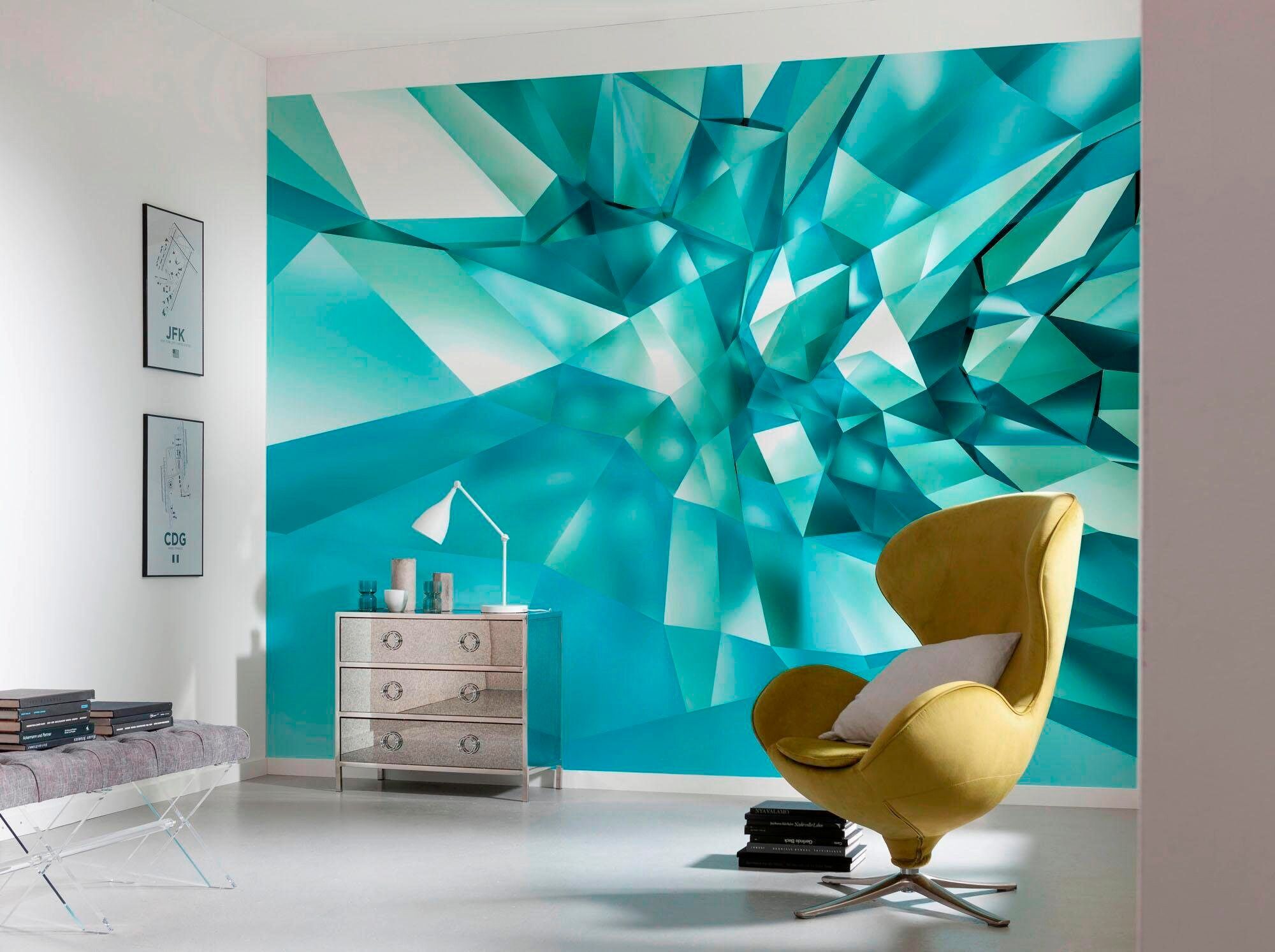 Fototapete KOMAR "3D Crystal Cave - Grösse 368 x 254 cm", bunt, B:368m L:254m, Papier, Tapeten, Fototapete, Wohnzimmer, Schlafzimmer bunt B/L: 368m x 254m, Rollen: 8
