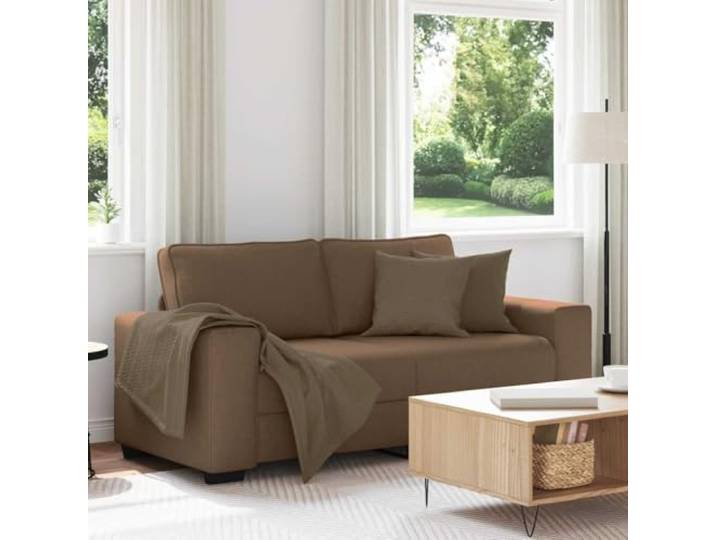 HEFZGDB 2-Sitzer-Sofa Braun 140 cm Stoff, Weiches Polyestergewebe mit Atmungsaktivität, Robustes Holz- und Metallgestell für Stabilität, Breite Armlehnen mit Komfortfunktion,