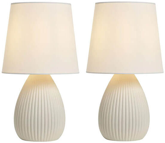BHS Freya Teardrop Set Of 2 Ceramic Cream Table Lamps