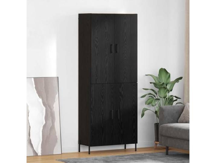 RJPLMFV Oberer Schrank Eiche Schwarz 69,5 x 34 x 180 cm Holzwerkstoff, Wanddesign, moderne Aufbewahrung, minimalistischer Stil