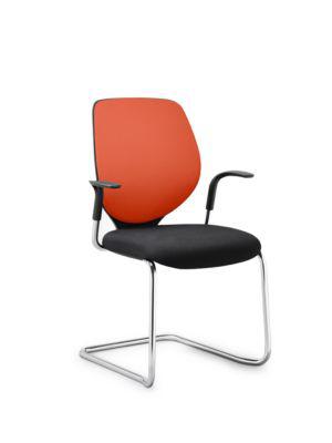 Freischwinger GIROFLEX 353, Polsterrücken, Präzisionsstahlrohr stapelbar, m. Armlehnen, orange/schwarz