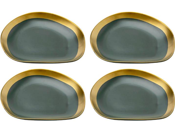 Teller KARE DESIGN Vibrations , grün, H:3,2cm Ø:26,7cm, Steinzeug, Speiseteller, Teller, aus Steinzeug