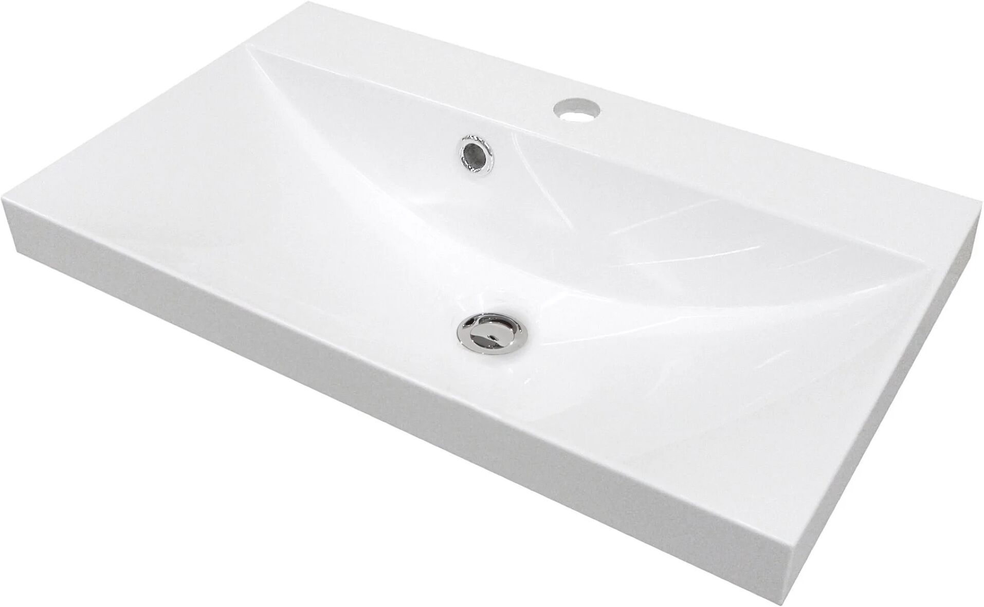 FACKELMANN MALUA Waschbecken 60 cm breit, Weiß, Gussmarmor