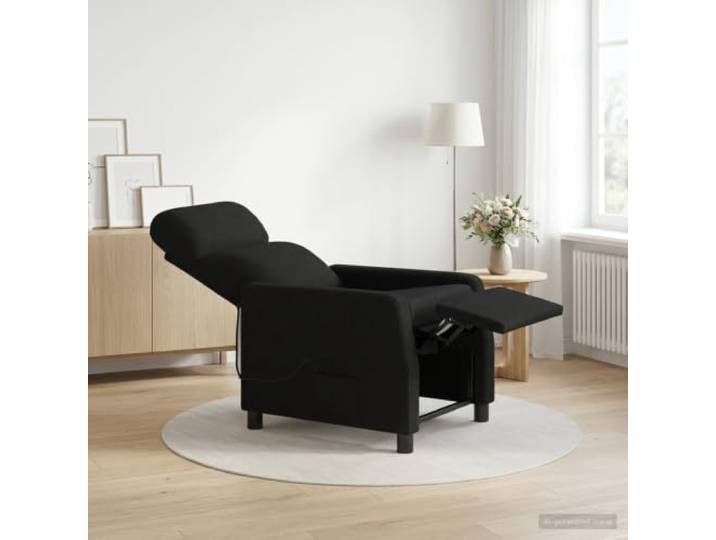 Relaxsessel Schwarz Stoff 66x95x100 cm Verstellbare Liegeposition 115°-160°,Polyester-Bezug,MetalRahmen,Holzwerkstoff,flache Armlehnen
