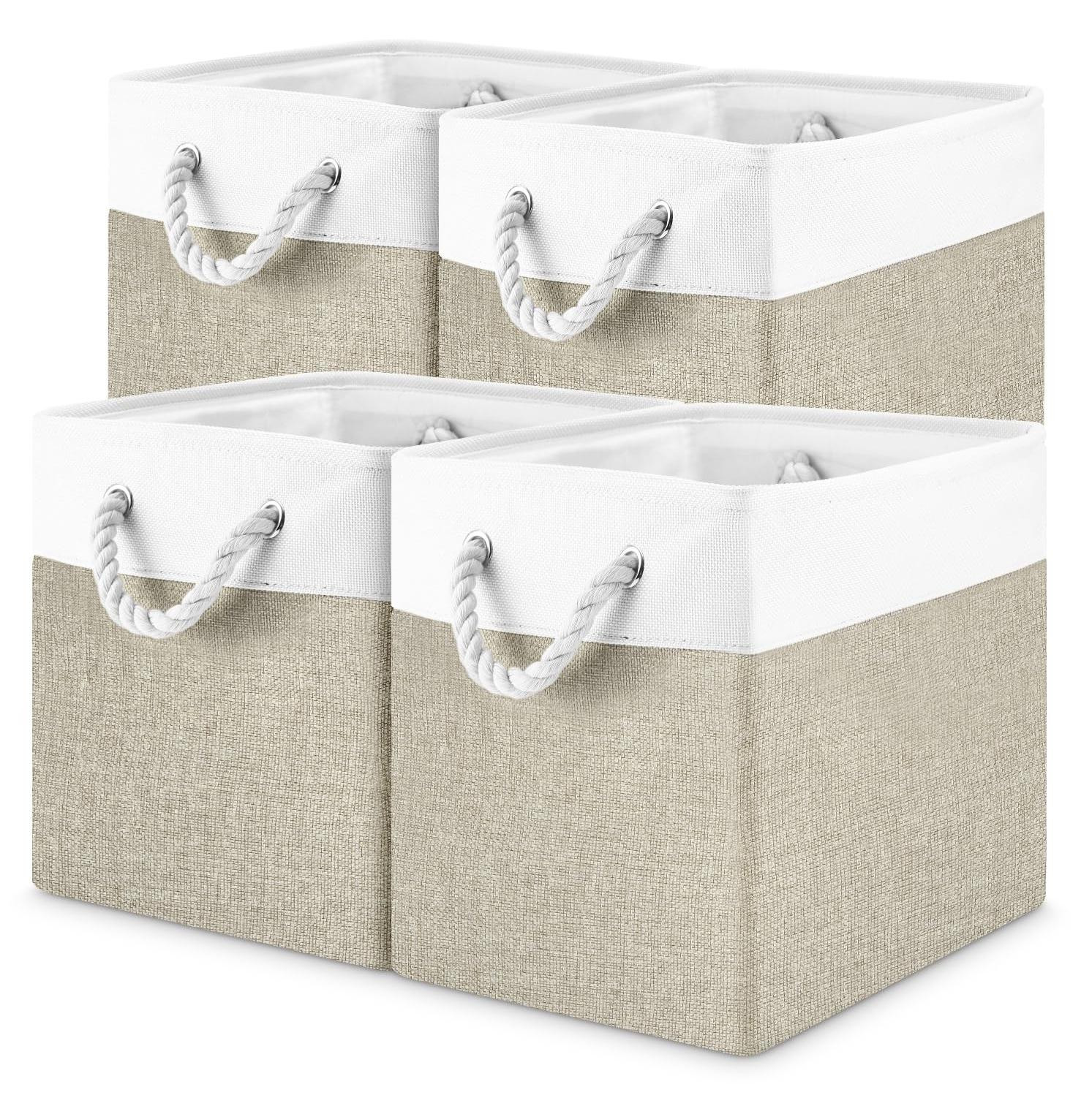 Dripio Opbergmand Set van 4, Inklapbaar met Handvatten, Textiel, Solid
