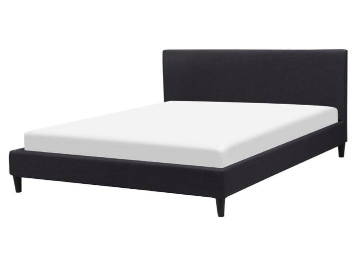 Lit double en tissu noir 160x200