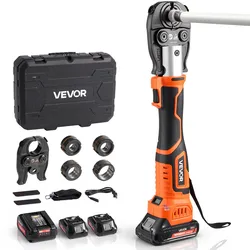 VEVOR Pressmaschine, 18-V-Elektro-Rohrpresswerkzeug-Set für PEX- & Aluminium-Kunststoff-Rohre – mit Pressbacken U16, U20, U25 & U32, 2 x 2-Ah-Akkus, Schnellladegerät & Tragekoffer