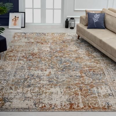 KALATY Camilla Indigo/Rust Tones Area Rug