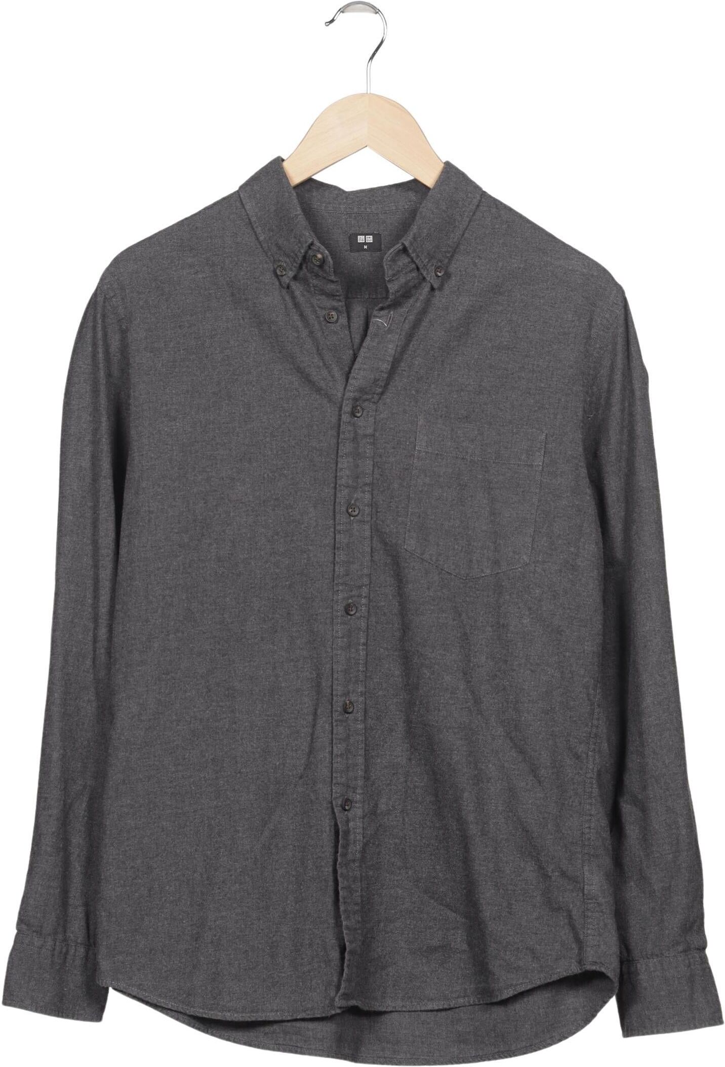 uniqlo Herren Hemd, Grau, Gr. M, Baumwolle - Second Hand