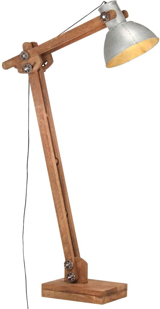 vidaXL Lampadaire Argenté Bois de manguier massif E27