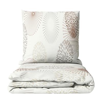 Leonado Vicenti Bettwäsche 135x200 cm Winter Set Fleece Kreise Beige Weiß Grau flauschig warm 4 teilig