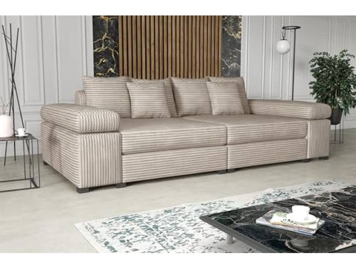 Big Sofa Couchgarnitur Megasofa Riesensofa AREZZO in Stoff Tilia (Creme)