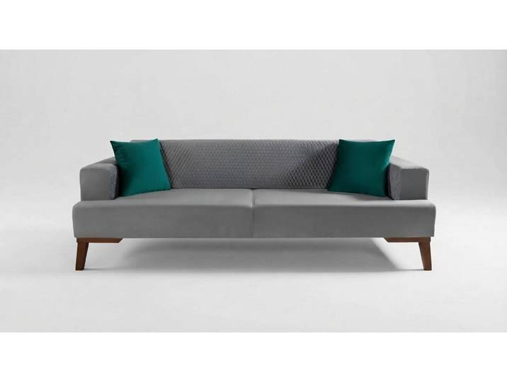 JVmoebel 3-Sitzer Graue Samt Couch mit hohem Sitzkomfort und eleganter Polsterung, Made in Europa