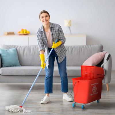 HOMCOM Mop Bucket with Wringer on Wheels for Floor Cleaning, 21 Quart, Separate Dirty and Clean Water