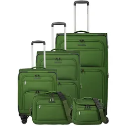 Travelite CUBIS Kofferset L/M/S erweiterbar + Beauty Case + Board Bag - Green Koffer24