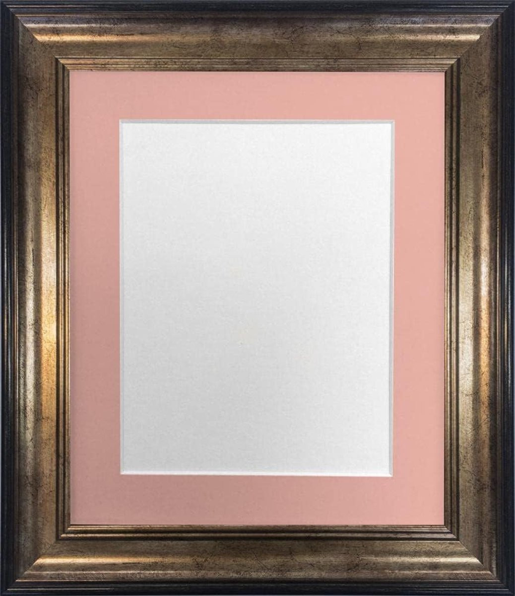 Scandi Fotolijst Zwart & Goud met Roze Mount, 30x40 cm