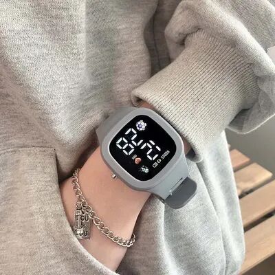 Fusion Finds Digital Watch For Men & Women Large Dial Sports Watch With Silicone Strap gray