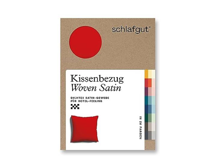 schlafgut Woven Satin Kissenbezug 80x80cm Red Deep, Hotelqualität seidig