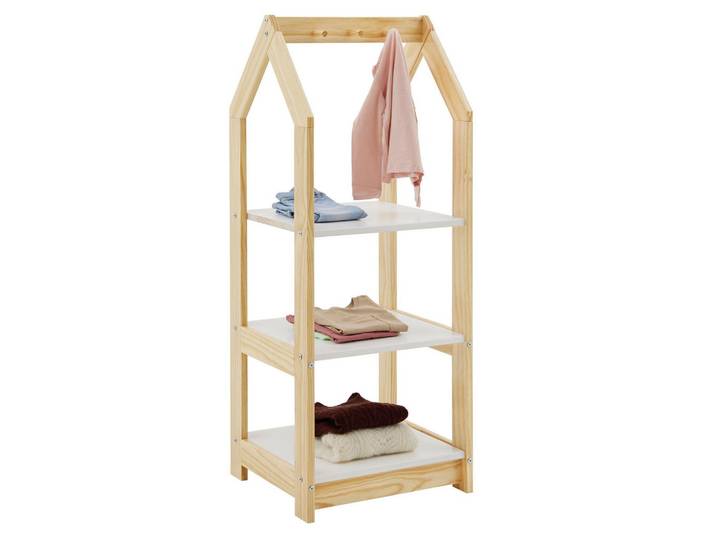 Idimex Kinderregal Sally natur/weiß, Naturfarben, Weiß, Holz, Kiefer, Vintage, 44x118x42 cm, Babymöbel & Kindermöbel