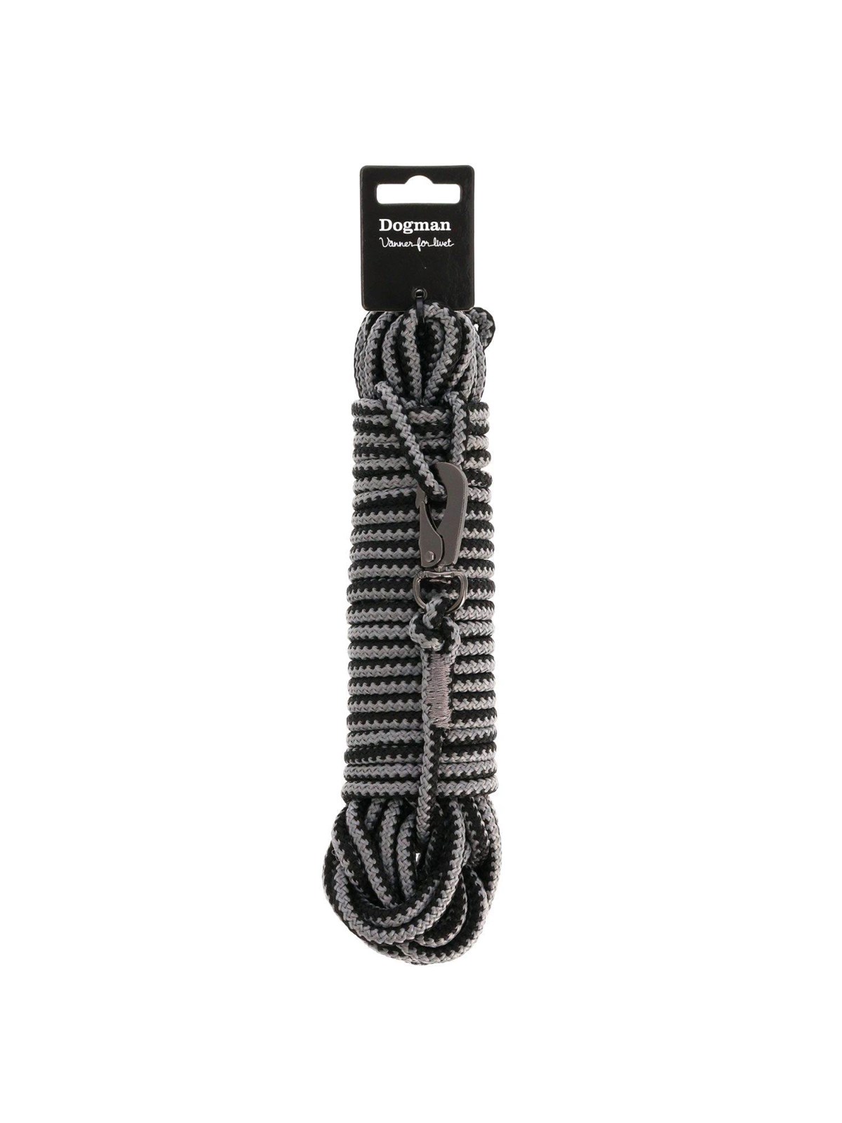 Dogman Iris geflochtene Schleppleine mit Karabinerbefestigung Grau 6,5mm 15m
