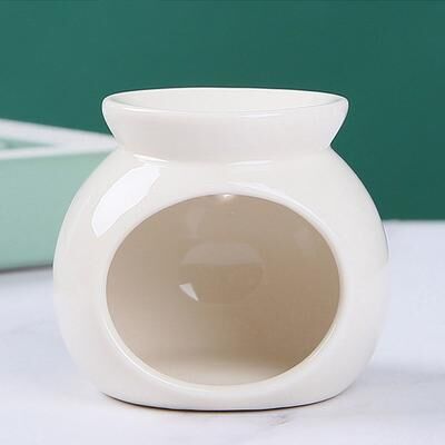 Discount Dollar Deals Porcelain Aroma Burner, Essential Oil Furnace, Mini Candle Holder, Solid Color Ceramic Crafts, Aromatherapy Diffuser white