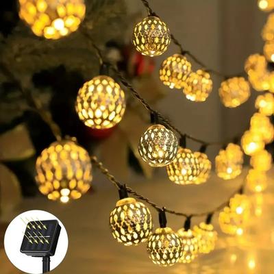 Uplift Essentials Artisanal Moroccan Globe Fairy Lights warm 23 Ft 50 Led