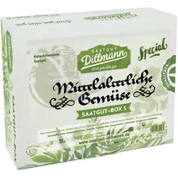 Mittelalterliche Gemüse-Saatgut-Box