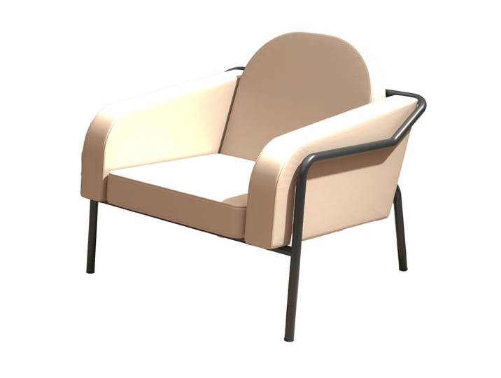 Fauteuil d'accueil Medso ''L'' en simili-cuir Crème - pieds métal Noir