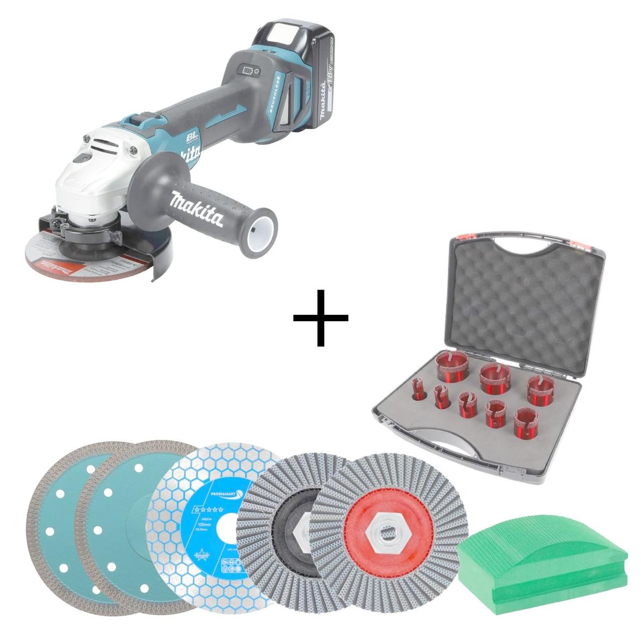 Makita Akku-Fliesenleger-Set 18V 125mm + Diamantbohrer Set +