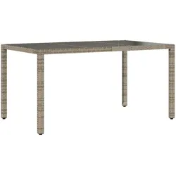 vidaXL Gartentisch mit Glasplatte Grau 150x90x75 cm Poly Rattan