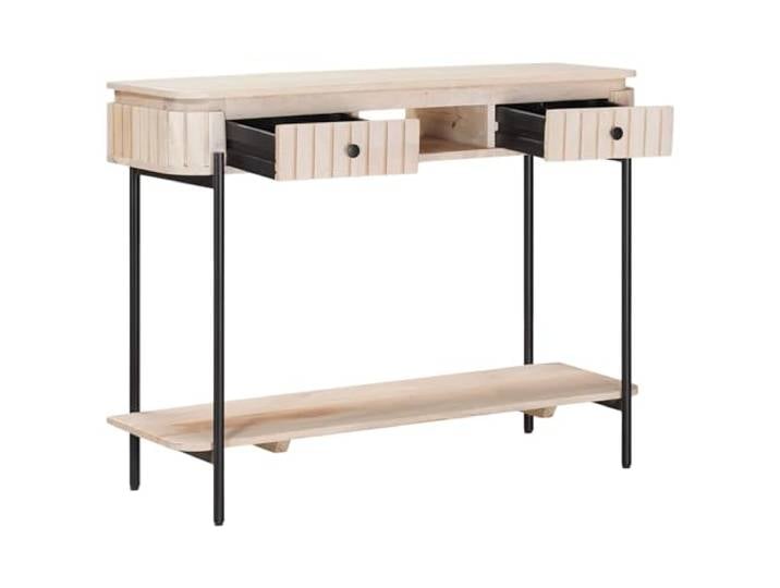 HKLGBVCR Beistelltisch, Mangoholz, massiv, Beige, Schwarz