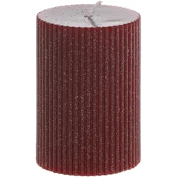Chic Antique Stumpenkerze mit Rillen und Glitzer, H10/Ø7 cm cherry