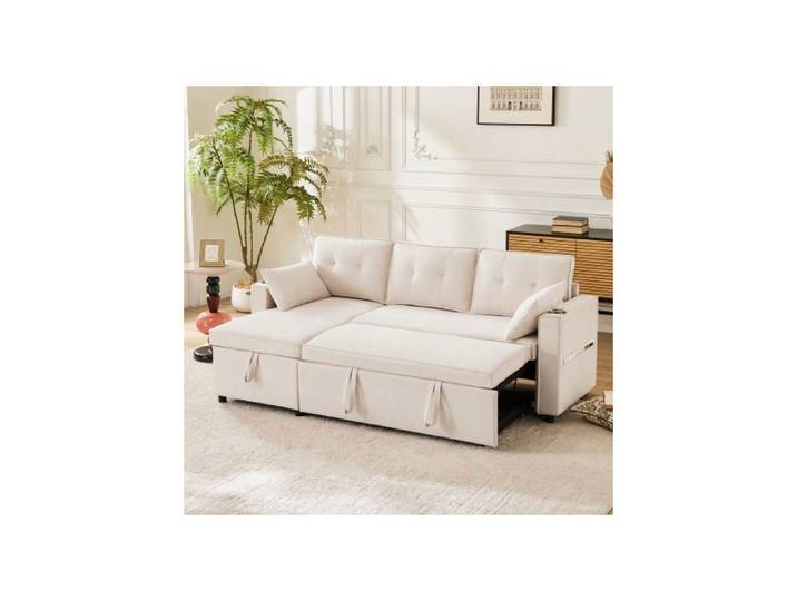 Lit banquette - SOGEU - 211x130x86 cm - Réversible - Convertible - Coffre de rangement