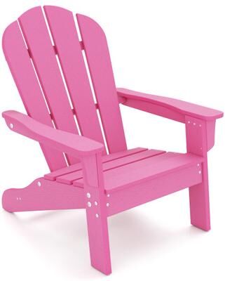 Costway All-Weather HIPS Kid's Adirondack Chair with with High Backrest and Armrests-Pink