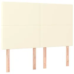 vidaXL LED Kopfteil Creme 144x5x118/128 cm Kunstleder