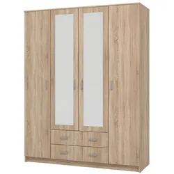 Dmora Miazzina - Großer Kleiderschrank, 160x205h cm Nussbraun, 9 Einlegeböden