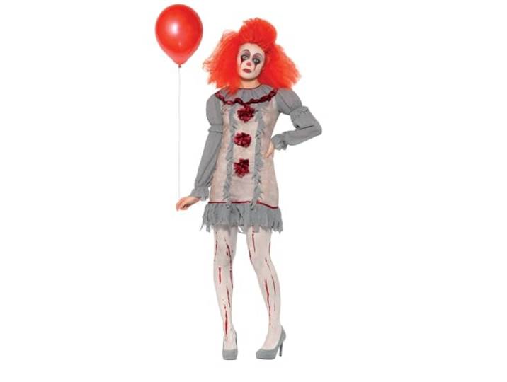 Smiffys Vintage Clown Lady Costume, Grey & Red